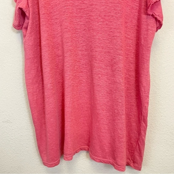 Stark X Pink Linen Flutter Sleeves Scoop Neck Relaxed Fit Top Size XS - Picture 5 of 8